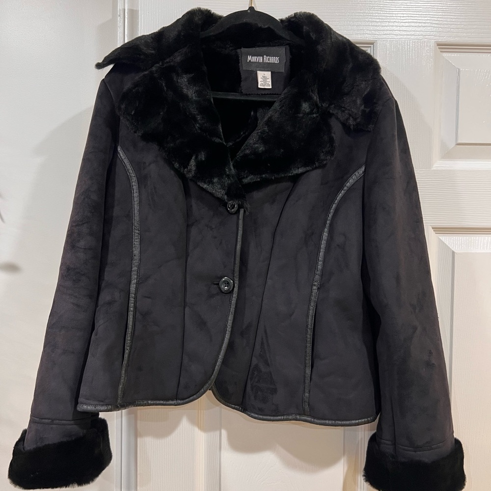 Marvin Richards Black Faux Fur Coat Extremely Soft
